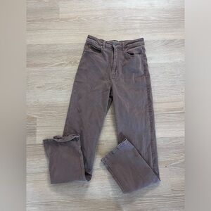 Motel Rocks Split Hem Jeans Straight Leg Stretch Denim Washed Brown Size M